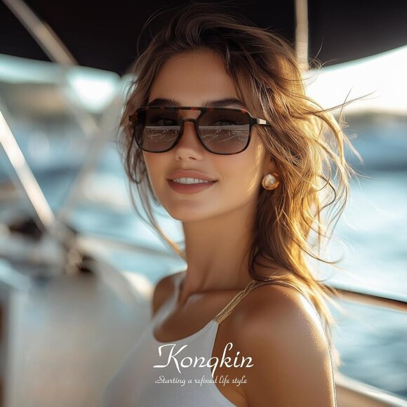 Retro Aviator Sunglasses for Women Men Polarized UV Protection Trendy Vintage main image 6